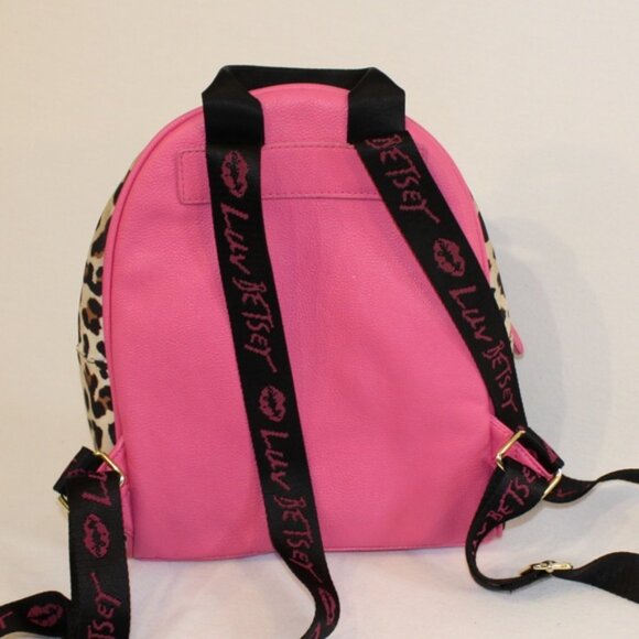 Luv Betsey Mini Leopard Print Travel Pink Backpack - Picture 2 of 6